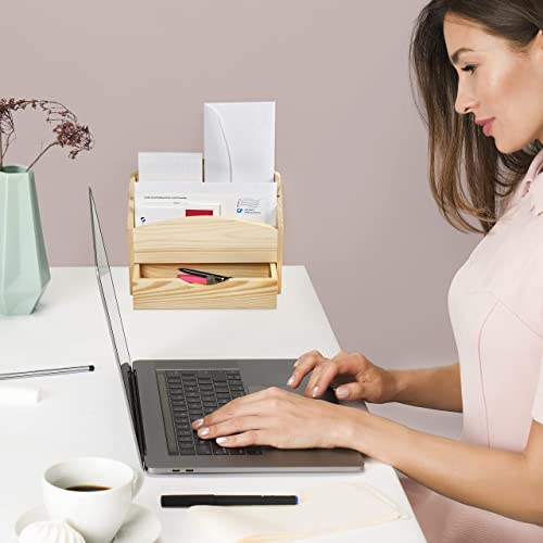 Organiseur de bureau range-document bois rangement modulable avec tiroir