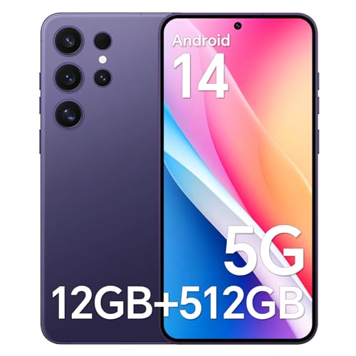 Unlocked Phone T24 Ultra 5G Smartphone 12+512GB, 48MP+108MP