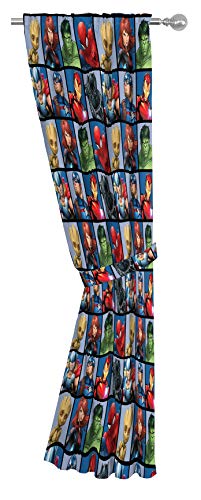 Jay Franco Marvel Avengers Team 63" inch Drapes 4 Piece Set - Beautiful Room Décor & Easy Set up - Window Curtains Include 2 Panels & 2 Tiebacks (Official Marvel Product)