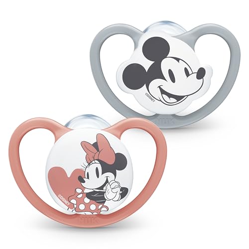 Nuk - Lot de 2 tétines Space Baby - 0-6 mois - Tétines avec ventilation supplémentaire - Silicone sans BPA - Mickey et Minnie Mouse 10730715