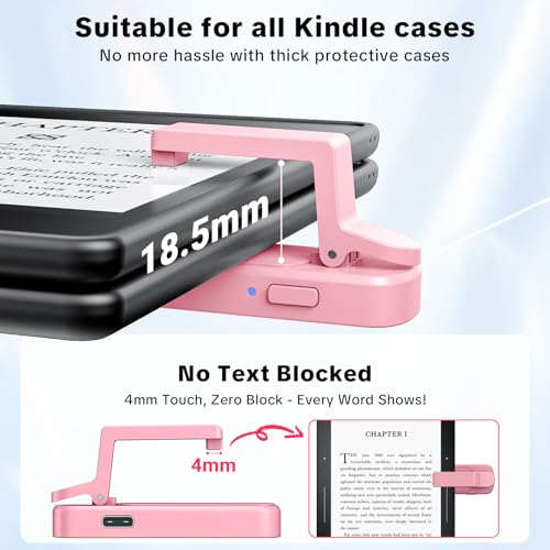 Image of Remote Page Turner Ring for Kindle Paperwhite Oasis Scribe Kobo,Designed for Thick Cases Clicker Page Turner Camera Remote for iPhone iPad Android Tablets Reading Novels Comics with Storage Bag-Pink