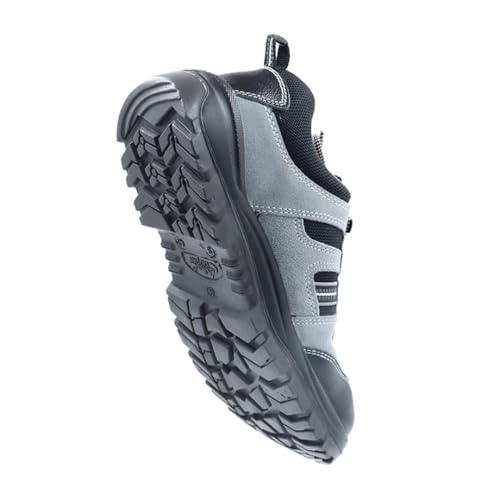 Image of Allen Cooper AC-1156 Safety Shoe - S.T - Grey Suede Leather - PU-D.D,D.C Antistatic -ISI Marked (UK Footwear Size System, Adult, Men, Numeric, Medium, 11)