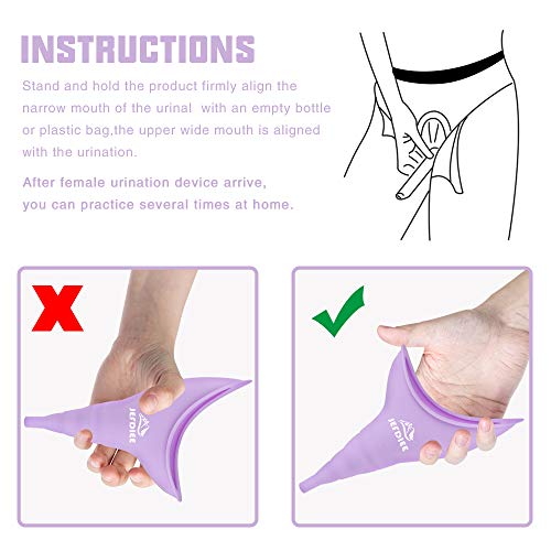 Female Urination Device Silicone Pee Funnel for Women,Female Urinal Women Pee Funnel Allows Women to Pee Standing Up, Reusable Womens Urinal is Ideal for Camping,Hiking,Outdoor Activities(Purple)