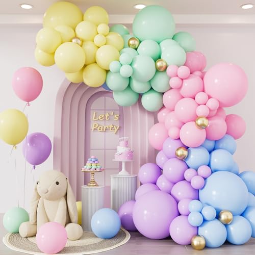 Image of Adeyoo Pastel Balloon Arch Kit Garland with Different Sizes Latex Balloons