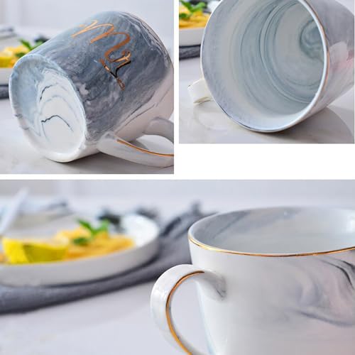 Birthday Gift for Husband Ceramic Grey Mr Marble Coffee Mug Tea Cup Set Anniversary Gift for Dad 350 ml