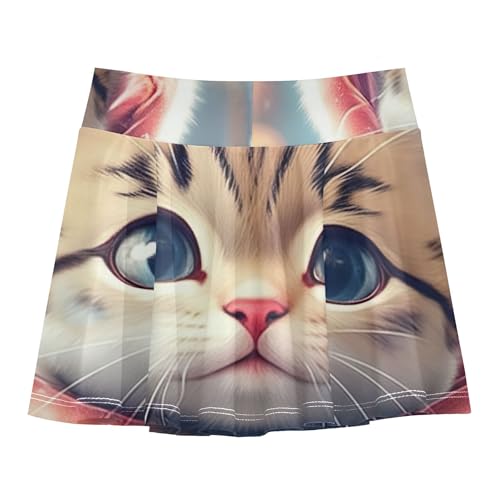 Athletic Shorts for Girls Skorts Cute Cartoon Cat Snow Scarf Tennis Skirts Toddler Uniform Little Girl 3t2