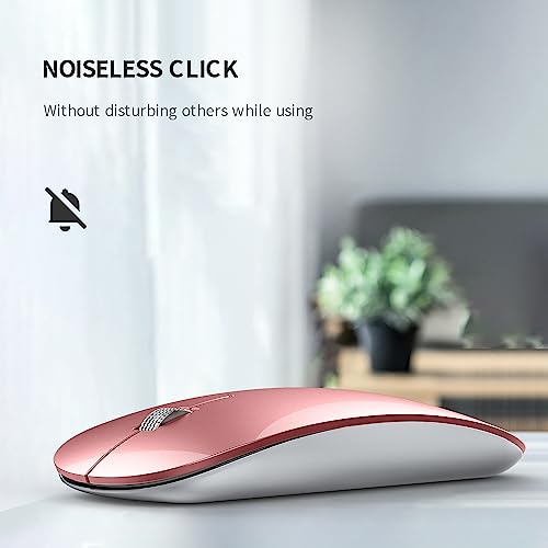 Image of Offbeat - Atom Dual Bluetooth 5.1+5.1 & 2.4Ghz Wireless, Type-C Rechargeable Silent Click Mouse, Triple Device connectivity Windows, Mac, iOS, Android(Rose Gold)