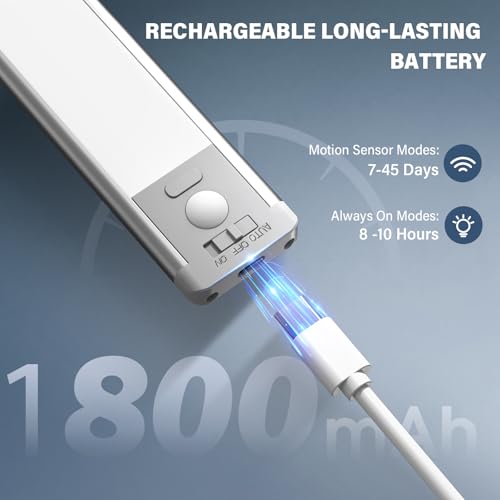 Bilonly Under Cabinet Kitchen Lights, 40 LED Rechargeable Motion Sensor Lights Indoor, Magnetic Dimmable Under Cupboard Lights, Wireless LED Strip Light for Kitchen, Stairs, Wardrobe, Hallway, 2 Pack - Cosy Home Interiors Bilonly Under Cabinet Kitchen Lights, 40 LED Rechargeable Motion Sensor Lights Indoor, Magnetic Dimmable Under Cupboard Lights, Wireless LED Strip Light for Kitchen, Stairs, Wardrobe, Hallway, 2 Pack - Image 3