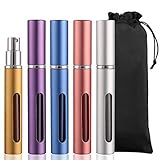 Vtrem Refillable Perfume Atomizer Pump 5 Milliliter 5PCS Mini Portable Spray Bottle With Window Travel Fragrance Empty Bottle Easy To Fill Scent Multicolor Gold, Silver, Blue, Purple, Pink