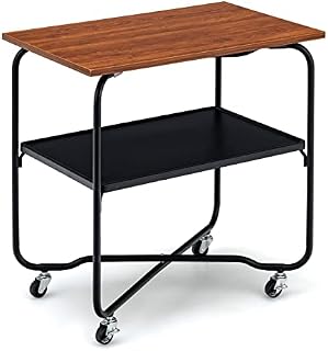 COSTWAY Storage Trolley on Wheels, Easy Assembly Folding Metal Frame, Rolling Serving Cart with Storage Shelf and Lockable Casters, Utility Storage Shelf for Home Kitchen Living Room