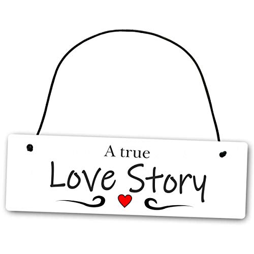 Homeyourself Hochwertiges Schild 25 x 8 cm A True Love Story weiß Dekoschild Wandschild Liebe Hochzeit Verlobung Homeyourself Hochwertiges Schild 25 x 8 cm A True Love Story weiß Dekoschild Wandschild Liebe Hochzeit Verlobung