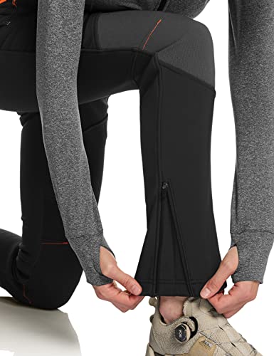 Tsla Women's Softshell Winter Snow Ski Pants, Fleece Lined Waterproof Hiking Pants, Insulated Work Outdoor Pants, 2-Layer Reinforced Knee Multipockets Black, 8 #TOP7