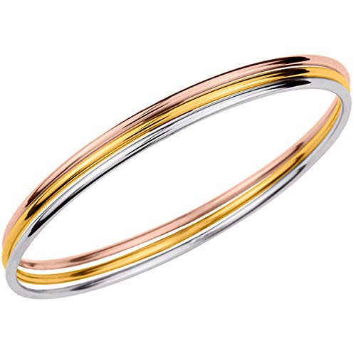 Altesse [N0676 - Bracelet plaqué Or 'Chorégraphie' 3 Tons - 6 cm 3 Rangs