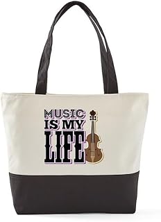 CafePress Viola Cello Music Life Canvas Tote Top Zipper Closure