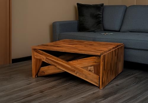 Image of Foldable Multi-Purpose Teakwood Table - Lightweight, Durable, Natural Wood Finish, Compact, Indoor Outdoor Dining Table, Work Desk, Coffee Table, Easy to Assemble, Space Saving - Walnut - Dawnriser