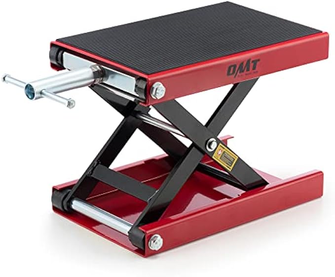 OMT Motorcycle Lift, 4-13 Inch Motorcycle Scissor Jack, 1100lb Capacity Wide Deck Motorcycle Center Stand and 1/2 Ton Scissor Lift Jack for Street Bikes Cruisers Touring Motorcycles More