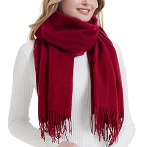 Landisun Damen Winter Pashmina Schal Weinrot