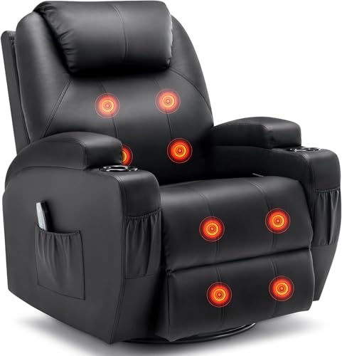 Korser Recliner Chair, Rocking Chair with Massage and Heat, 360° Swivel Recliner Chairs for Adults,...