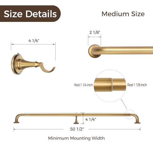 Image of TWOPAGES Burnished Brass French Return Curtain Rod 48 to 84 Inch