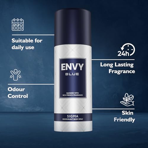 Image of ENVY Sigma Deodorant For Men - 165 ML Each, Pack of 2 | Long Lasting Deodorant