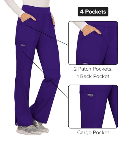 Image of Cherokee Women Scrub Pant with Straight Leg Pull-on Pant Medical Bottom with 4 Pocket & 2-Way Stretch Fabric - WW110