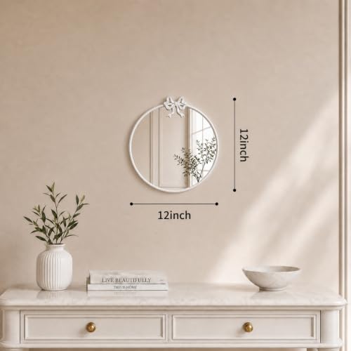Image of 12 Inch White Circle Mirror Round Mirror Vintage Wall Mirror Decorative