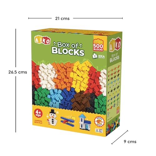 Image of AIKO | Box of Blocks 500 | Premium ABS Building Blocks for Kids 4+ | Construction Toy | STEM Gift Set, Multi-Color Bricks