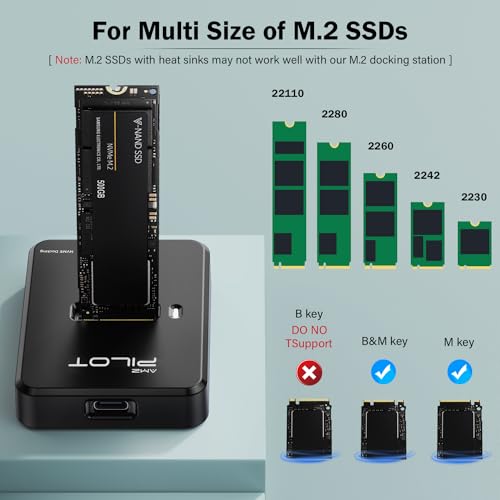 Image of Tool-Free M.2 NVMe & SATA to USB C Docking Station, 10Gbps SSD Reader Adapter for Data Rescue & External Storage, Supports M /B+M Key NVMe PCIe & SATA NGFF 2230-22110, for Laptop, PC