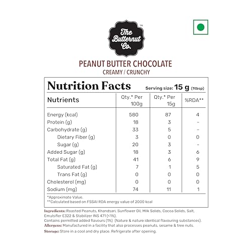 The Butternut Co. Peanut Butter Chocolate,CruInchy, 18 G Protein, No Refined Sugar, High Protein, Nutritious And Delicious Treat For Breakfast, All Natural, No Cholesterol - 800 Gram (Pack Of 1)
