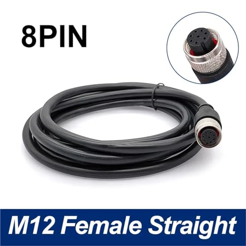 Conector M12 hembra 8 pines recto con cable de 2 metros contra vibraciones 2