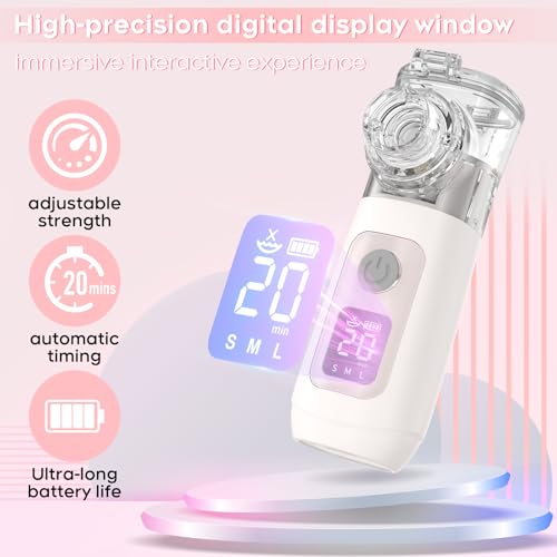 Smart Digital Display Portable Nebulizer for Adults and Kids, Portable Nebulizer with Tube, Mouthpiece and Mask - Rechargeable Nebulizer for Travel and Home Use, Take-Along Nebulizer for Kids -04 - Image 4