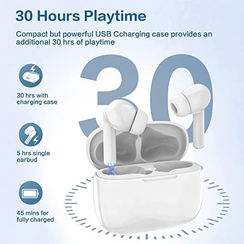 Wireless Earbuds Bluetooth 5.2 Headphones with Built-in Mic Deep Bass Noise Reduction Headphones[ airpod pro Silicone Cover ] 30H Playtime IPX6 Waterproof Earphones for Airp/iPhone