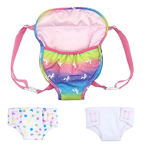 ZOEON Portabebés para Muñecas y Pañales para Muñecas, Accesorios para Muñecos Bebé 35-45 cm (Unicornio)
