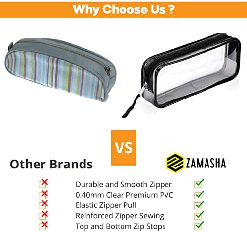 Zamasha Clear Pencil Case Black | 22x4x9 cm Stylish, Practical and Transparent Pencil Case | Versatile Storage for Stationery, Toiletries, Makeup, Travel & Office Supplies - View 6