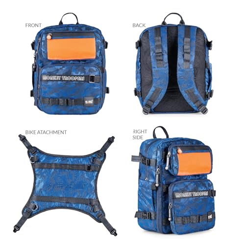 Image of MONKEY TROOPERS Walky Backpack Bag, With Bike-Mountable Skin, 15-Inch Laptop Compartment, Water Resistant, Modifiable Pockets, Touch-Sensitive Navigation Pocket, Travel, Biking, Hiking