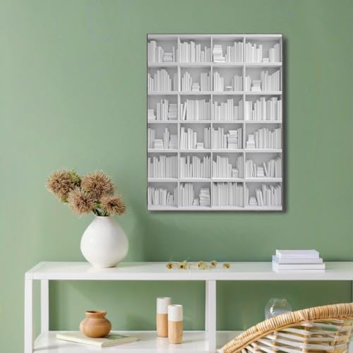 Impresiones sobre lienzo de estética minimalista: arte de estantería en gris claro, 60x90cm