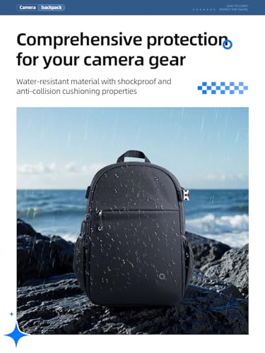 llano Compact Camera Backpack for DSLR/SLR/Mirrorless,Photography Bag with Laptop Slot (for 14\" MacBook) & Tripod Holder, Ideal for Travel & Outdoor (for Canon, Nikon, Sony), Small, Black,10L Capacity - Thumbnail 6