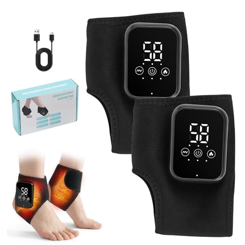 Foot Massager, Triple Therapy Foot Massager, Electric Feet Massager with 3-Level Heat & Massage Adjustable, LCD Display, Rechargeable Ankle Massage for Pain and Circulation, Heel, Arch