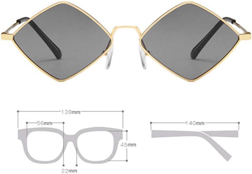 Diamond Shape Sunglasses for Women Men – Metal Frame UV400 Party Shades Retro Irregular Quadrilateral Glasses4