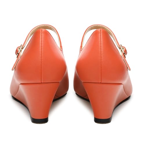 Womens Wedges Mary Jane Pointed Toe Ankle Strap Wedge Low Heel Dress Shoes Pumps for Women 2 Inches4