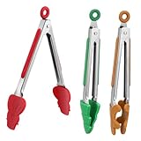 TOYZFRIENDY 3 Piezas Pinzas de Cocina Multifuncionales con Mango Ergonómico de Silicona Resistente al Calor para Barbacoa Asados y Ensaladas Aptas para Fiestas Navideñas y Camping Colores