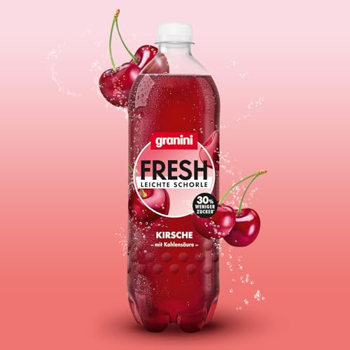 granini FRESH Kirsche (6 x 0,75l), Kirsch-Erfrischungsgetränk, mit Kohlensäure, echte Früchte, wenig Kalorien, ohne Süßungsmittel, vegan (Packung mit 2)