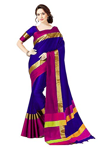 Image of PerfectBlue Women's with Blouse Piece Saree (VisvaVariation Lightgreenbrown Free Size)