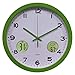 Yavso 30cm Reloj de Pared Radiocontrolado Reloj Pared Digital con Termómetro y Pronóstico del Tiempo para Cocina, Salón, Oficina (Verde)