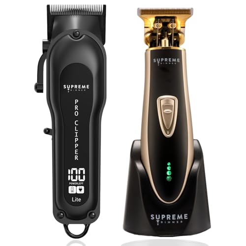 Image of Supreme Trimmer 2-in-1 Pro Clipper & T-Shaper Combo | Professional ST5200 Beard Trimmer STC5030 Hair Clipper Barber Kit | Gold