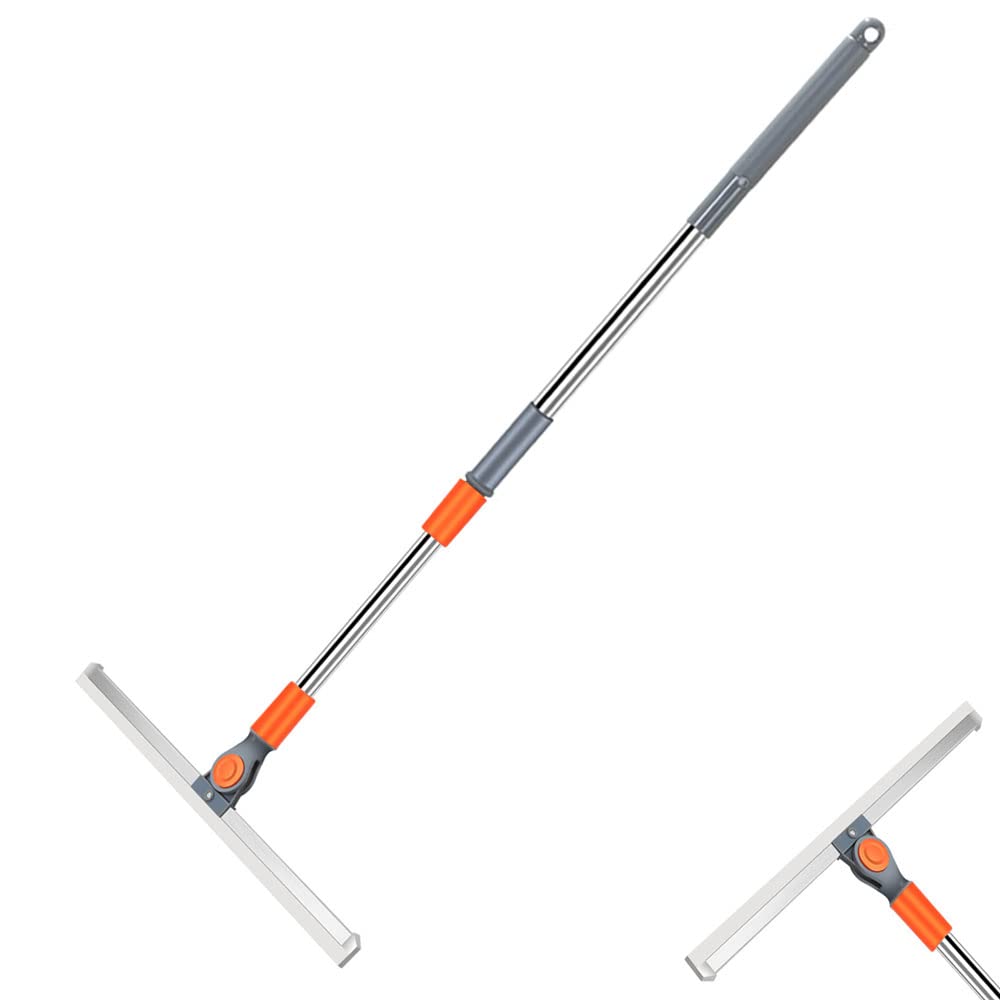 ORiTi Floor Squeegee, 35CM Rubber Squeegee with 117cm Adjustable Handle, Household Silicone Wiper Magic Broom Non-Stick Hair Sweeping Soft Mop Floor Scraping Sweeper For Bathroom, Glass, Window