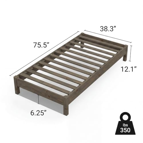 Image of LIFEMENT Twin Bed Frame Signature Wood Platform, Noise Free, Under Bed Storage, No Box Spring Needed, Easy Assembly, Gray
