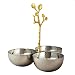 Elegance Golden Vine Hammered Triple Bowl, Silver/Gold