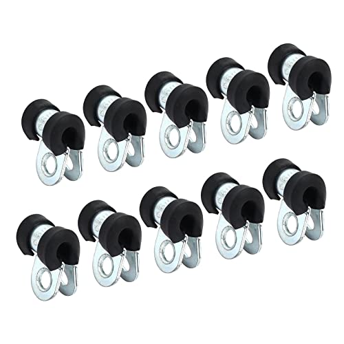 METALLIXITY Gummi-Kabelschellen (6 mm) 20 Stück, U-förmige Rohrverschraubungsklemmen aus Metall - für Schlauchkabeldraht, schwarz Cover