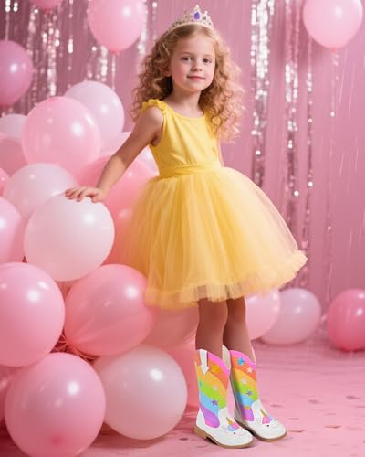 Toddler Girls Cowboy Boots Unicorn Cowgirl Boots for Girls Zipper Mid Calf Kids Western Boots for Costume Party Birthday Dance3
